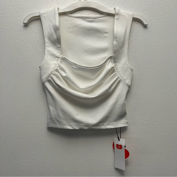 Cider 2 Pack Solid Ruched Square Neck Crop Top - Picture 10 of 15